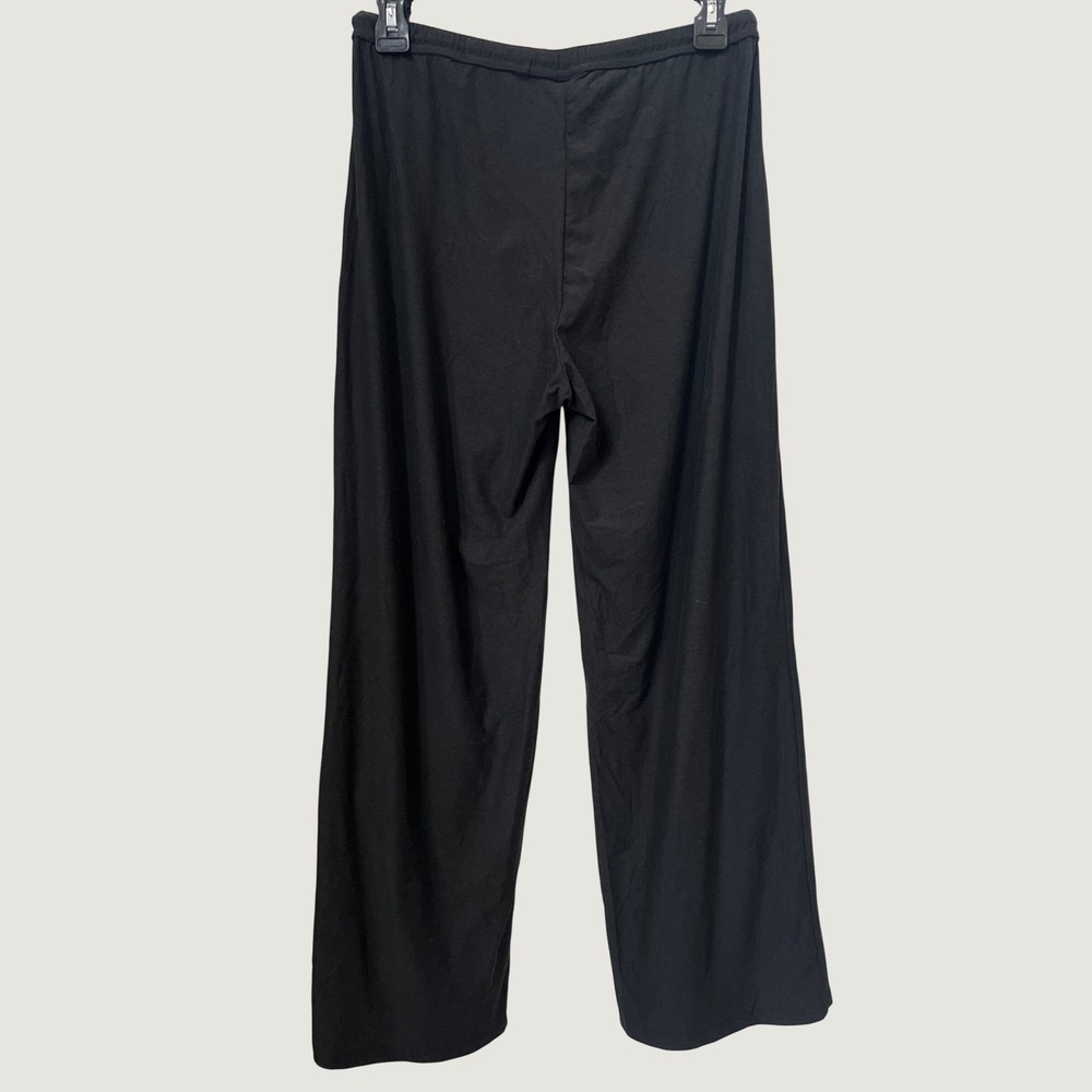 Black Wide-Leg Lounge Pants with Drawstring - Picture 6 of 7
